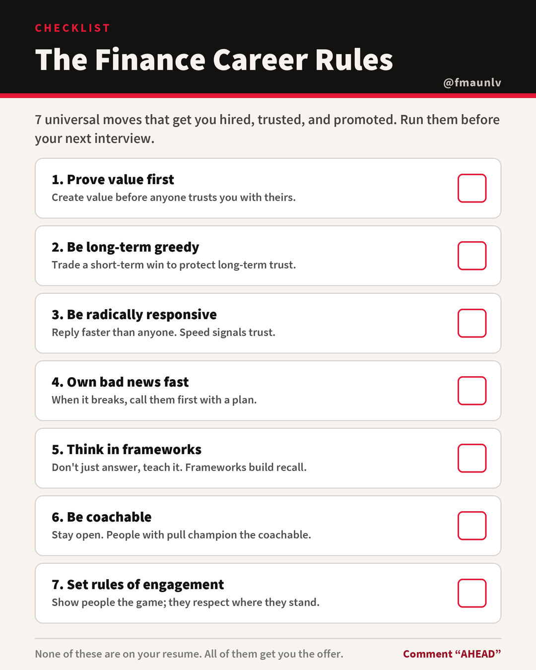 The Finance Career Rules preview